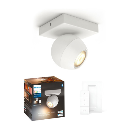 Spot Buckram LED-Wandleuchte Weiß 5W CCT PHILIPS HUE Bluetooth + Dimmschalter 