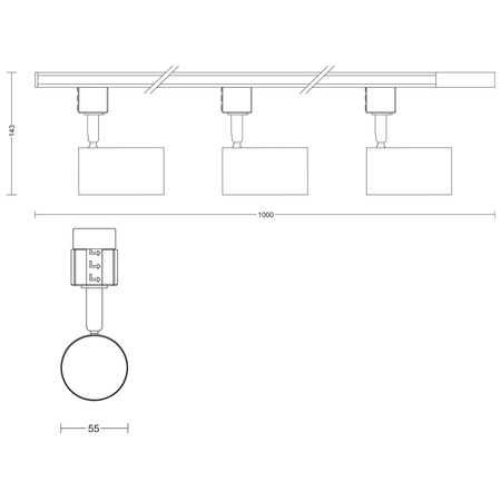 Hängebus-Lichtkit 1m + 3x LED GU10 Einphasig Weiß EasyLink Zilo Philips