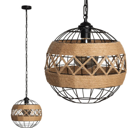 BOHO Geflochtene Jute Deckenleuchte Geflochtener Juteball für LED E27 Kette