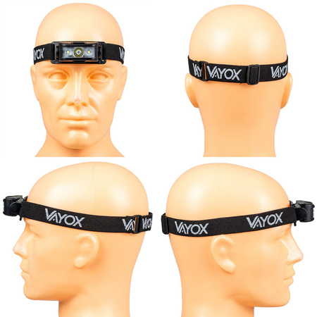 Wiederaufladbare Kopftaschenlampe 100lm 100LM LED + 2XLED 5 Modi VAYOX