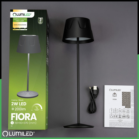 LED Gartenlampe Stehend Dekorativ Nachttisch USB Dimmbar Touch Schwarz FIORA LUMILED