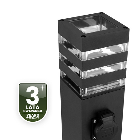 Gartenleuchte E27, Außenstehleuchte Pollerleuchte mit Steckdose 80cm TAXUS 2 LUMILED