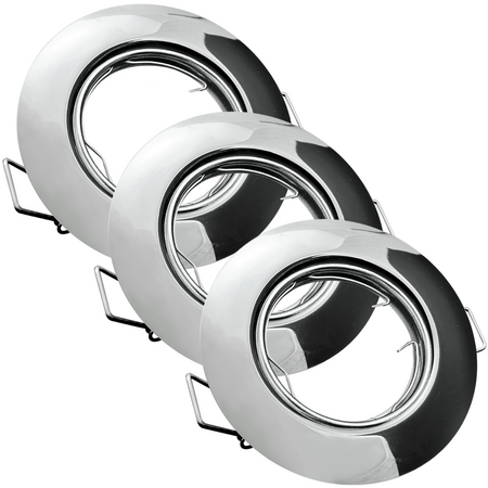 Set aus 3x beweglicher Halogenlampe GOLDLUX (Polux), rund, Chrom + GU10 3,5W LED Lampen