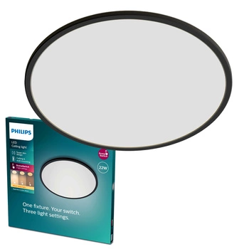 Aufbau LED Deckenleuchten SUPERSLIM 22W 2700K 43cm Dimmbar Schwarz PHILIPS