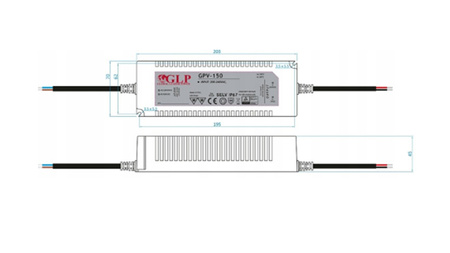SPANNUNG LED-Netzteil 24V 150W 6,25A GPV-150-24 GLP HERMETIC