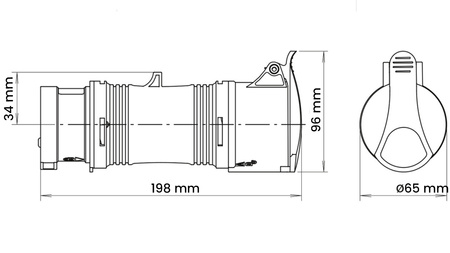 Leistungsreduzierungsadapter 16A - 32A 400V 4P IP44 Hermetisch
