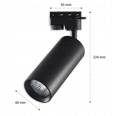 Schwarze GU10-Schienenleuchte für einphasige Stromschienen