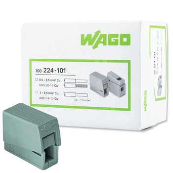 100x Beleuchtungsverbinder Schnellverbinder WAGO 224-101 für KABEL 0,5-2,5mm