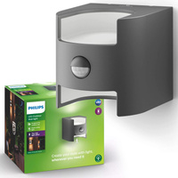 LED-Gartenlampe GRASS IR myGarden Elevation Wandleuchte 4,5W 2700K IP44 Up-Down mit Bewegungssensor Anthrazit PHILIPS