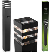 Gartenleuchte E27, Außenstehleuchte Pollerleuchte mit Bewegungsmelder 80cm TAXUS 2 LUMILED