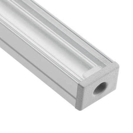 Anodisiertes Aluminium LED-Profil KM33 mit Klarglasabdeckung und Endkappen, 1m Silber LUMILED