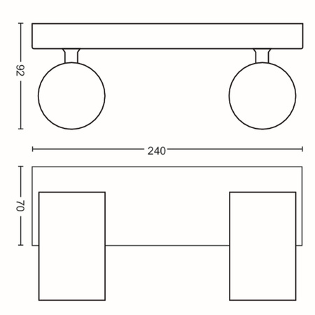 KOSIPO Deckenleuchte Reflektor 2x GU10 Schwarz Beweglich PHILIPS