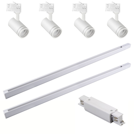 Stromschienen-Kit 3-Phasen-Schiene + 4x GU10 Reflektor Weiß MILANO Sanico Goldlux