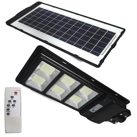 LED-Solar-Straßenleuchte schwarz 270W 6000K kalt IP65 Bewegungs- und Dämmerungssensor + Fernbedienung