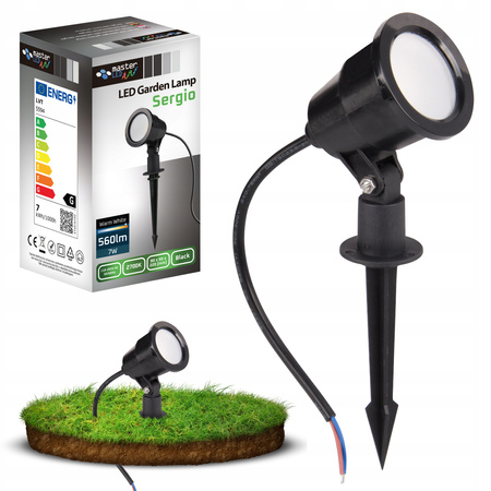 LED Garten Außenstrahler SERGIO 7W 2700K Angetrieben Schwarz Modern