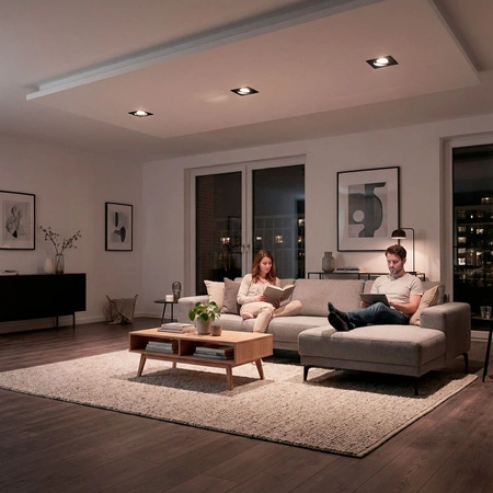 Einbaustrahler GU10, MR16 Einbauspot HALOGEN Quadrat beweglich Schwarz CASSIO LUMILED