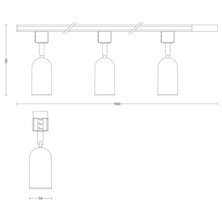 Bus-Hängelampen-Kit 1m + 3x LED GU10 Einphasig Schwarz EasyLink Shea Philips