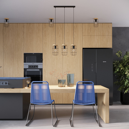 GOTTO 1 E27 Schwarz Holz Industrie Pendelleuchte SOLLUX