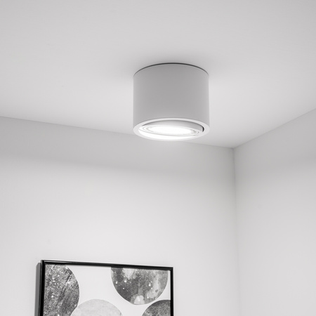 Halogen-Aufbauleuchte GU10, AR111 Aufbauspot 100mm beweglich Runde Tube Weiß TELES LUMILED