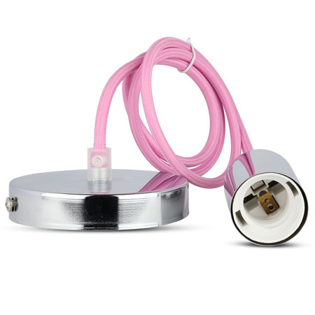 Pendelleuchte Leuchte E27 Chrom Schirm mit rosa Kabel Hängend VT-7338 V-TAC