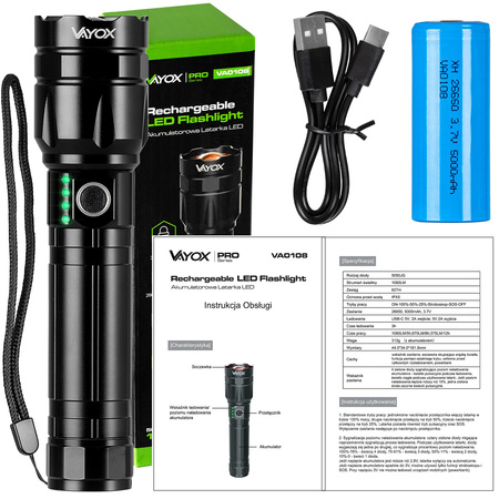 Taktische Handlampe Leistungsstarke 30W 1060lm Pro Serie VA0108 Vayox