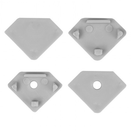 Aluminiumprofil für LED Silver Corner 2m mit mattiertem Schirm und Ecolight-Kappen