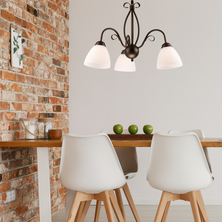 ADELLE Hängende Deckenleuchte 3xE27 Weiß Holz Klassisch LM-3.6 Lamkur