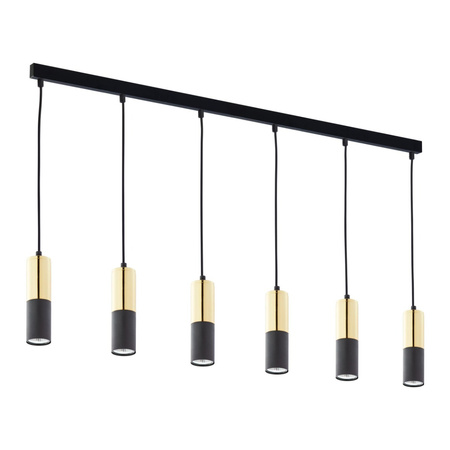 ELIT BLACK Kronleuchter Decke Pendelleuchte Schwarz und Gold Modern 6xGU10 4368 TK Lighting