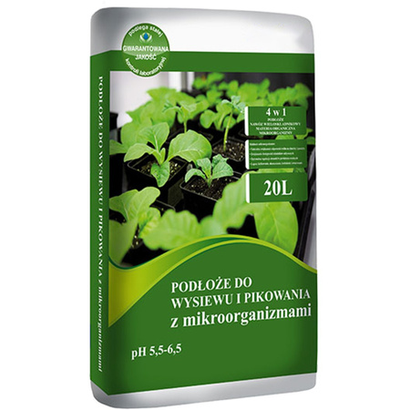 Erdsubstrat für die Aussaat und das Pflücken von Blumen Gemüse und Sträuchern 20 l mit Mikroorganismen pH 5,5–6,5