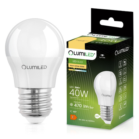 LED Lampen E27, Glühbirne P45 5W = 40W 470lm 120° 3000K LUMILED