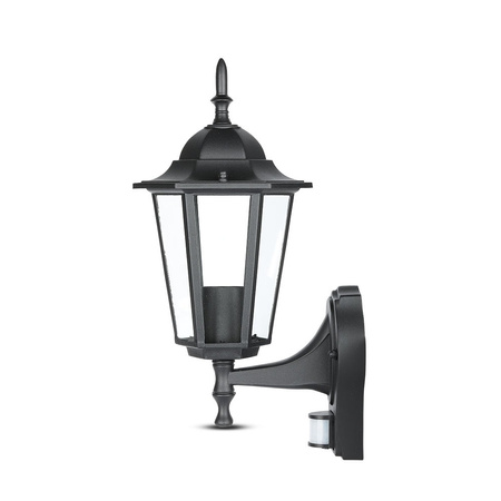 Gartenlampe Wandleuchte E27 mit Bewegungssensor Mattschwarz VT-751 V-TAC