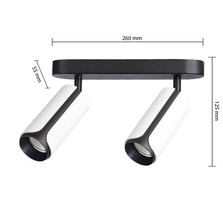 Spot Tuba Deckenleuchte Reflektor Halogenleuchte 2x GU10 Moving Black White Sento Masterled