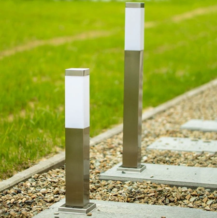 Gartenleuchte quadratische Säule 1x E27 45cm silber IP44