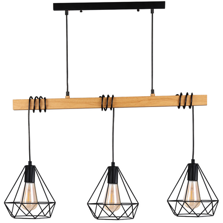 VIGO Hänge-Deckenleuchte 3xE27 Überhang Holz Schwarz GOLDLUX (Polux)