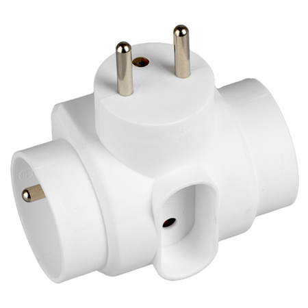 Elektrischer Netzverteiler 1x Euro 2P + 2x 2P+0 Dieb 3 Steckdosen mit Erde VAYOX