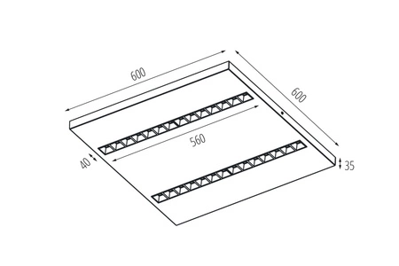 LED-Panel-Deckenleuchte 23W 60x60cm 3050lm 3000K Warm 90° Anbau Weiß Kanlux