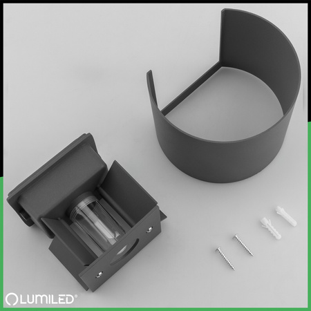 Garten Wandleuchte LED G9 Verstellbar Rund Oben Unten Graphit PYXIS LUMILED