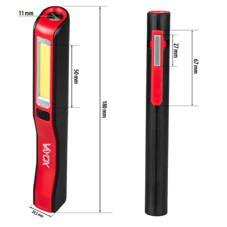 Wiederaufladbare Werkstatt-Taschenlampe Magnet COB + LED VA0102 Vayox