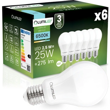 6x LED-Lampe E27 A60 2.5W = 25W 275lm 6500K kaltweiß 260° LUMILED
