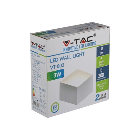 LED-Fassadenwandleuchte 3W 4000K IP20 Wandleuchte Weiß SAMSUNG CHIP VT-803 V-TAC