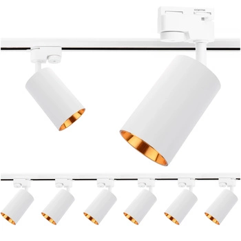 2m Stromschiene + 6x Schienenstrahler GU10 Weiß-Gold SAGI LUMILED