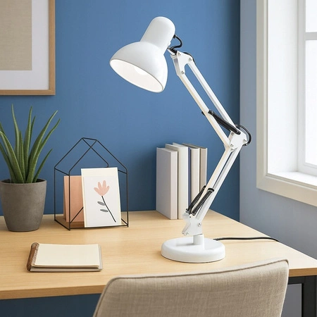Zeichnung Schreibtischlampe E27 Schule Nachtlicht Clip On/Off Schalter Weiß Lena Masterled