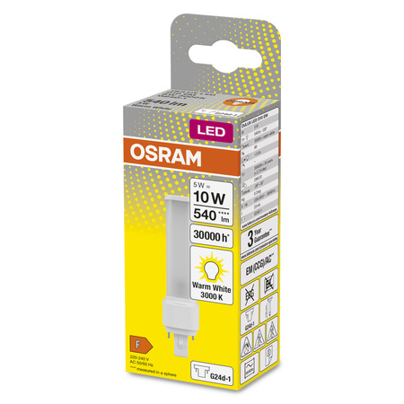 LED-Leuchtstoffröhre G24d-1 5W = 10W 540lm 3000K Warm 120° DULUX LED D EM & AC Osram