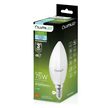 6x LED Lampen E14, Kerzenform Lampe B35 10W = 75W 1055lm 180° 6500K kalt LUMILED