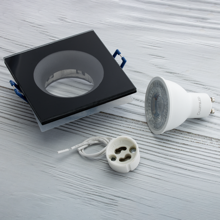 AQUA HALOGEN Leuchte fest quadratisch schwarz GU10 IP44