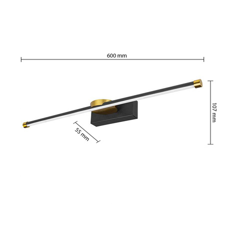 Wandleuchte LED Wandleuchte über Spiegel 12W 1440lm 4000K 140° Schwarz Gold 60cm Santo Masterled
