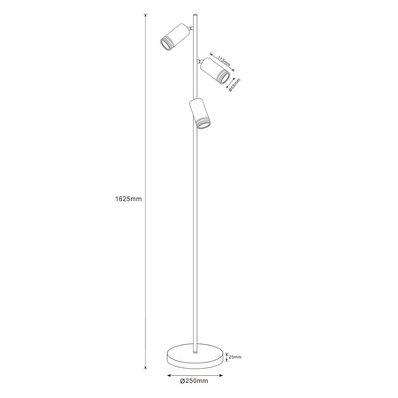 Stehende Stehleuchte 3x GU10 Schwarz ROMA Sanico Goldlux