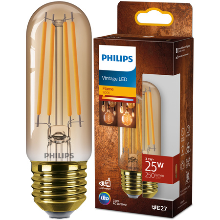 E27 T32 LED Lampen 3,1 W = 25 W, 250 lm, 1800 K, warmes Filament, bernsteinfarben, PHILIPS