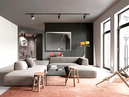 Beleuchtungsschiene 2m + 4 xGU10-Schienenstrahler in Schwarz-Gold + 6W LED GU10 3000 K