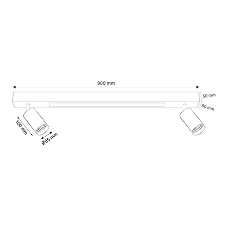 Deckenleuchte 2x GU10 + LED 4000K Schwarz PARIS Sanico Goldlux